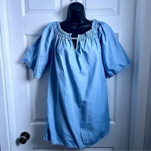 3/25$💥 Do+Be Mini Dress BOHO V-Neck Blue Medium Women off shoulder tunic